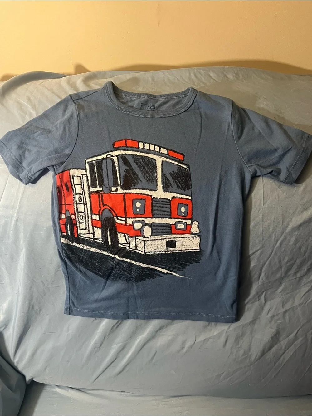 The Children's Place Blue Tee with Red Fire Truck Graphic